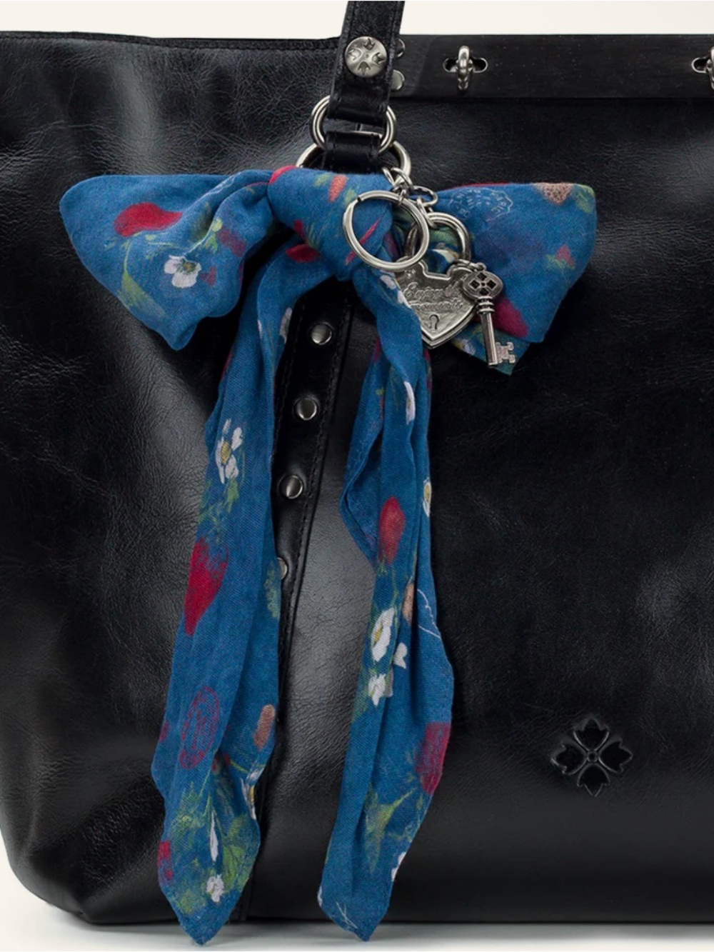 Patricia Nash strawberry, floral, bow scarf heart lock bag charm keychain  NWT